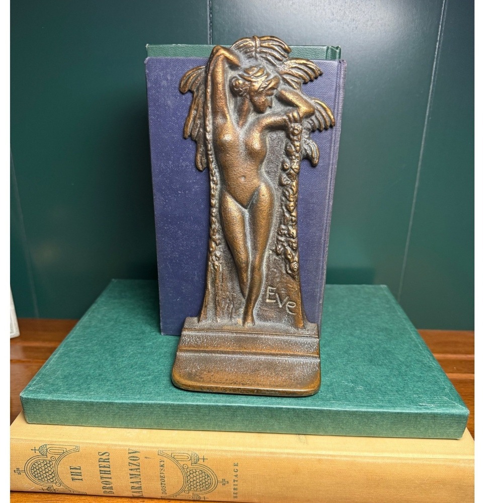 Rare Verona 683 PAT. PEND. "Eve"‎ Art Deco Nude Lady Cast Iron Bookends
